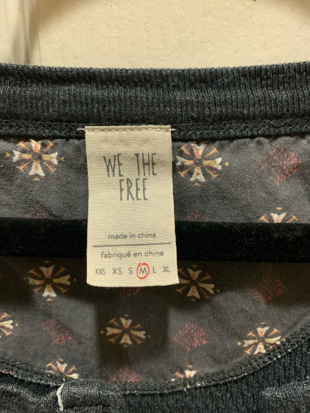 We The Free Dark Charcoal Henley with Patterned Cuff Panels - Picture 4 of 10